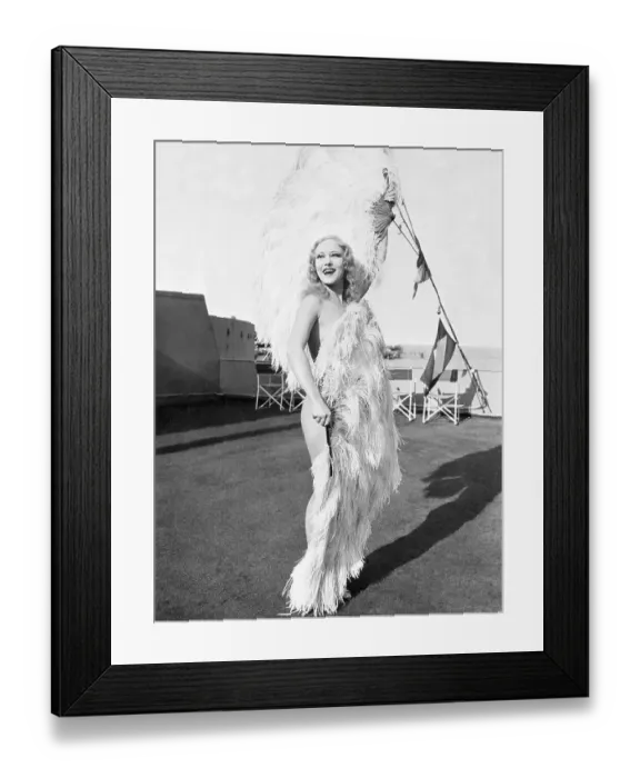 Framed Print : Fan Dancer Doing Dance With Feathers Framed Print : Fan Dancer Doing Dance With Feathers