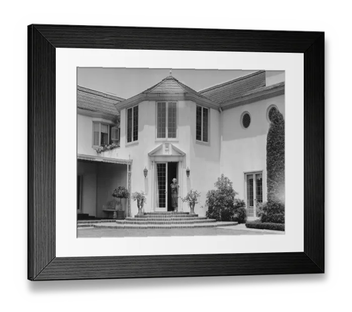 Framed Print : Actress Mary Pickford Posing in Front of Her Home Framed Print : Actress Mary Pickford Posing in Front of Her Home