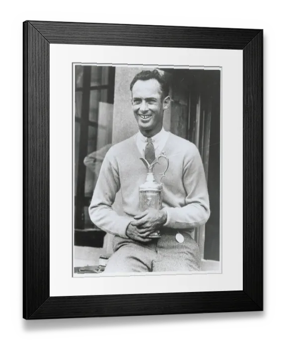 Framed Print : Denny Shute Holding Trophy Framed Print : Denny Shute Holding Trophy