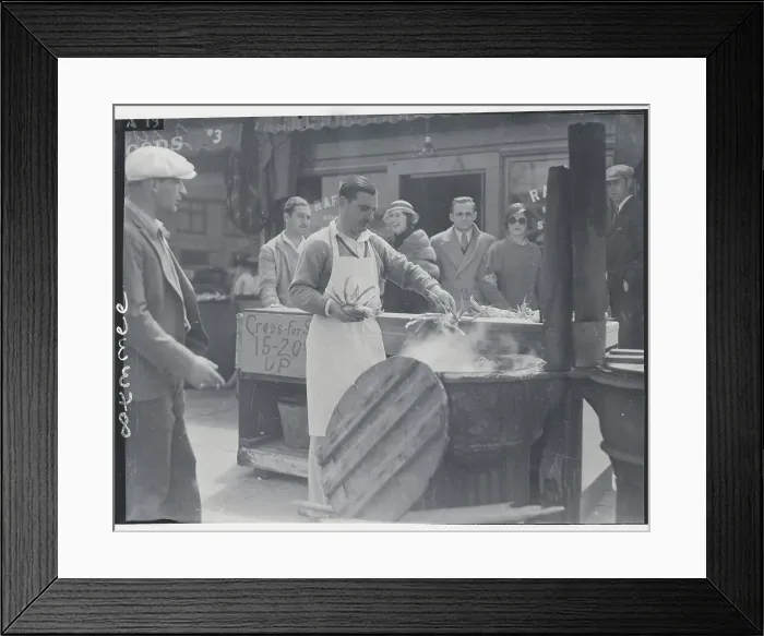 Framed Print : Man Preparing Crabs for Customers Framed Print : Man Preparing Crabs for Customers