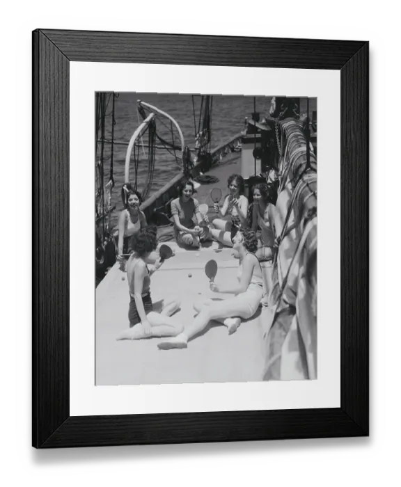 Framed Print : Women Playing Deck Tennis Framed Print : Women Playing Deck Tennis