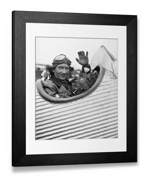 Framed Print : Vaino Bremer Waving from Plane