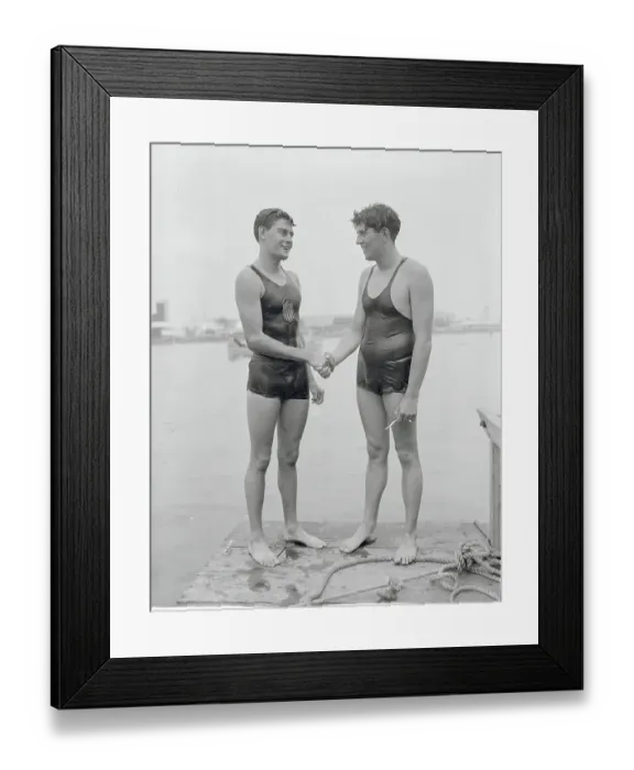 Framed Print : Swimmers Shaking Hands Framed Print : Swimmers Shaking Hands