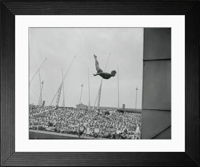 Framed Print : Springboard Diver Aloft Framed Print : Springboard Diver Aloft