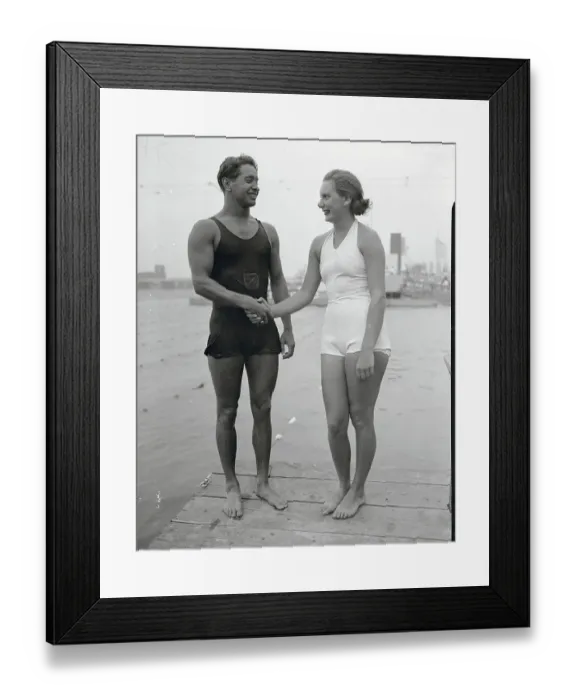 Framed Print : Swimmers Shaking Hands Framed Print : Swimmers Shaking Hands