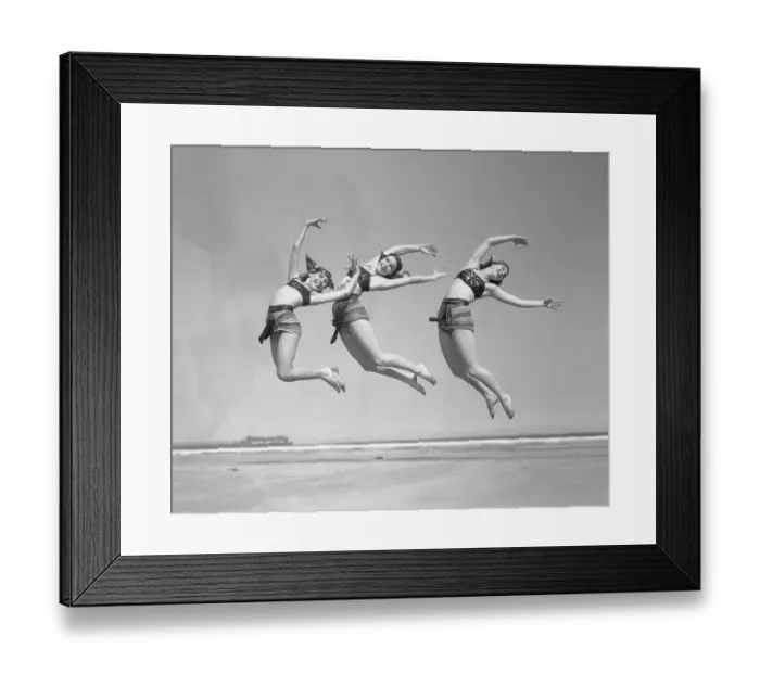 Framed Print : Women Dancing on Beach Framed Print : Women Dancing on Beach