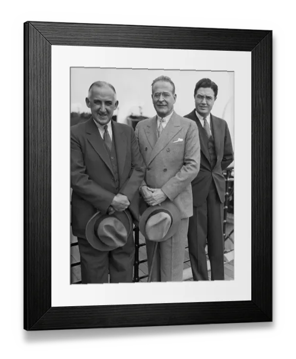 Framed Print : Raymond Moley, Herbert Swope, and Arthur Mullen Framed Print : Raymond Moley, Herbert Swope, and Arthur Mullen