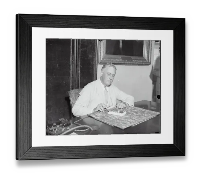 Framed Print : Franklin Delano Roosevelt Pressing Key