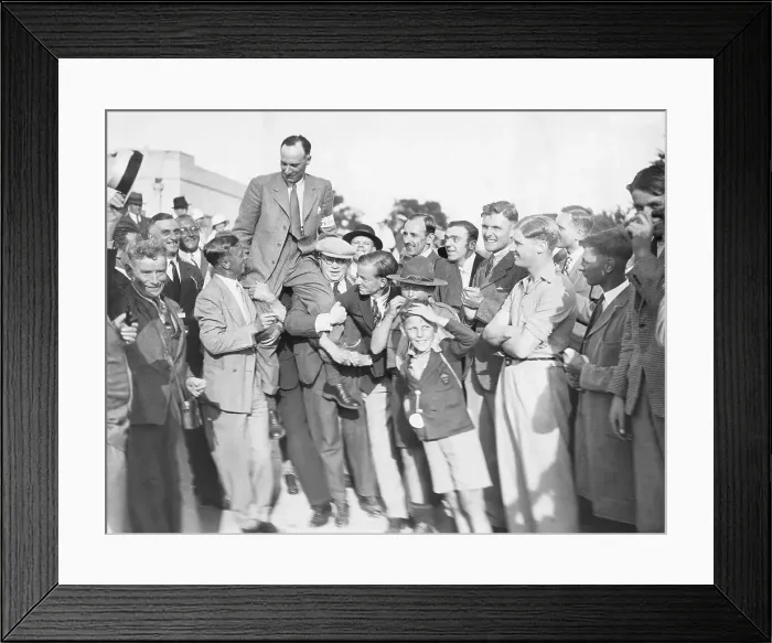 Framed Print : Man Atop Friends Shoulders