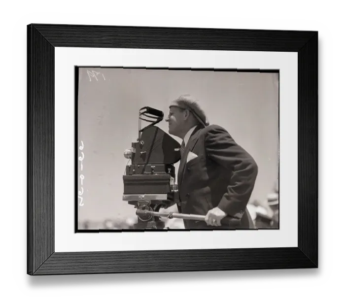 Framed Print : Man Using Electric Timer at Air Races Framed Print : Man Using Electric Timer at Air Races