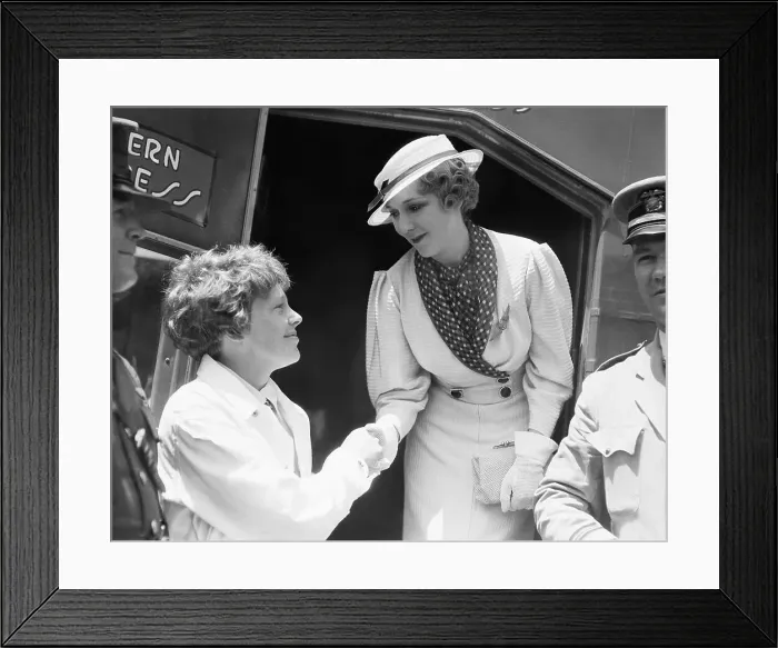 Framed Print : Mary Pickford and Amelia Earhart Shake Hands Framed Print : Mary Pickford and Amelia Earhart Shake Hands
