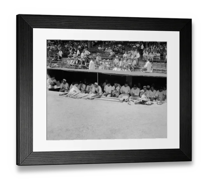 Framed Print : Lou Gehrig and Babe Ruth Sitting Among Others in Dugout Framed Print : Lou Gehrig and Babe Ruth Sitting Among Others in Dugout