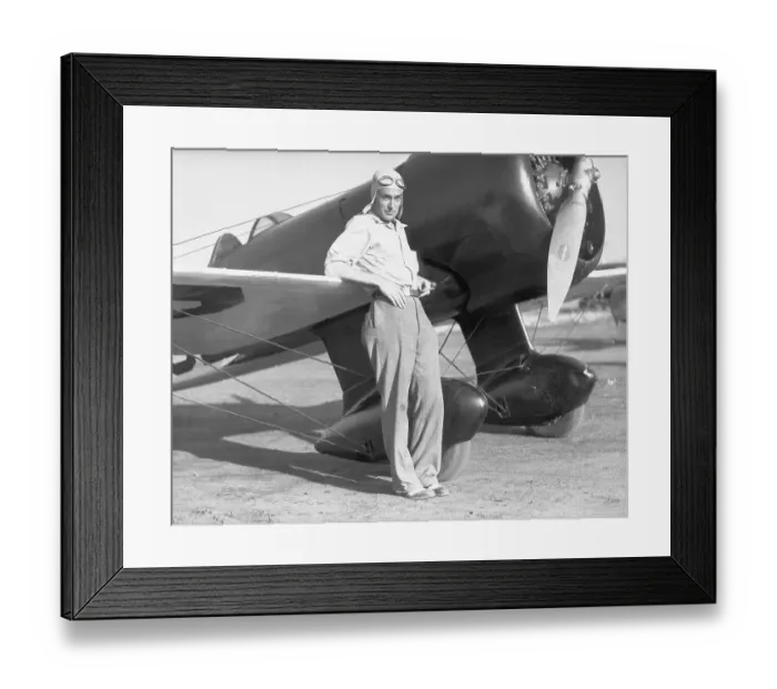Framed Print : Lee Gelbeck Poses With Airplane Framed Print : Lee Gelbeck Poses With Airplane