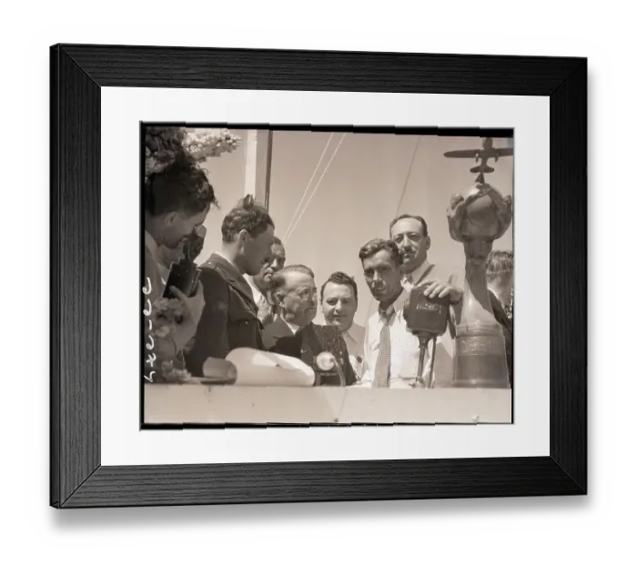 Framed Print : Jimmy Wedell with Microphone at Airplane Race Framed Print : Jimmy Wedell with Microphone at Airplane Race