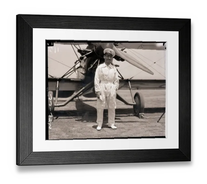 Framed Print : Tito Falcone Posing with Airplane Framed Print : Tito Falcone Posing with Airplane