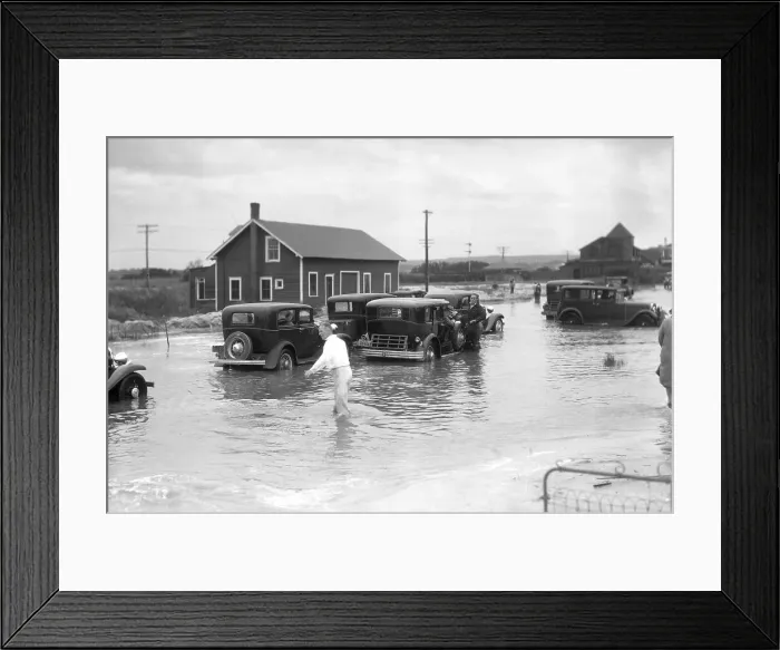 Framed Print : Cars Stranded by Jersey Flood Waters Framed Print : Cars Stranded by Jersey Flood Waters