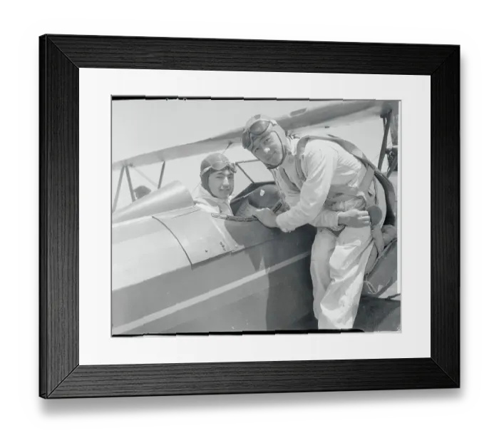 Framed Print : Race Pilots with Plane Framed Print : Race Pilots with Plane