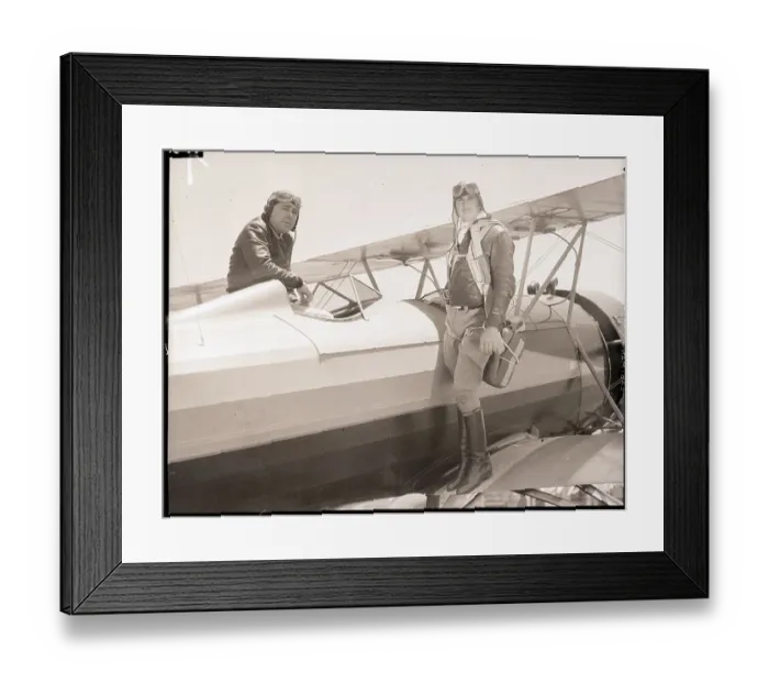 Framed Print : Spud Manning and Clarence Brown with Airplane Framed Print : Spud Manning and Clarence Brown with Airplane