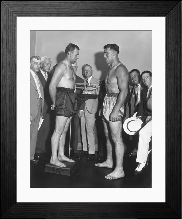 Framed Print : Primo Carnera Looks, Jack Sharkey On Scal Framed Print : Primo Carnera Looks, Jack Sharkey On Scal