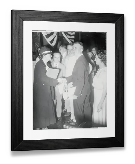 Framed Print : Madame Perkins Being Greeted