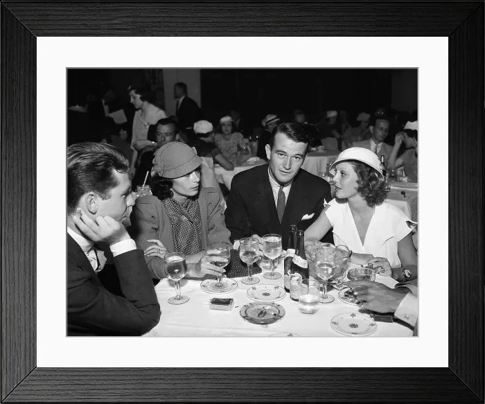 Framed Print : John Wayne Dines with Wife and Loretta Young Framed Print : John Wayne Dines with Wife and Loretta Young