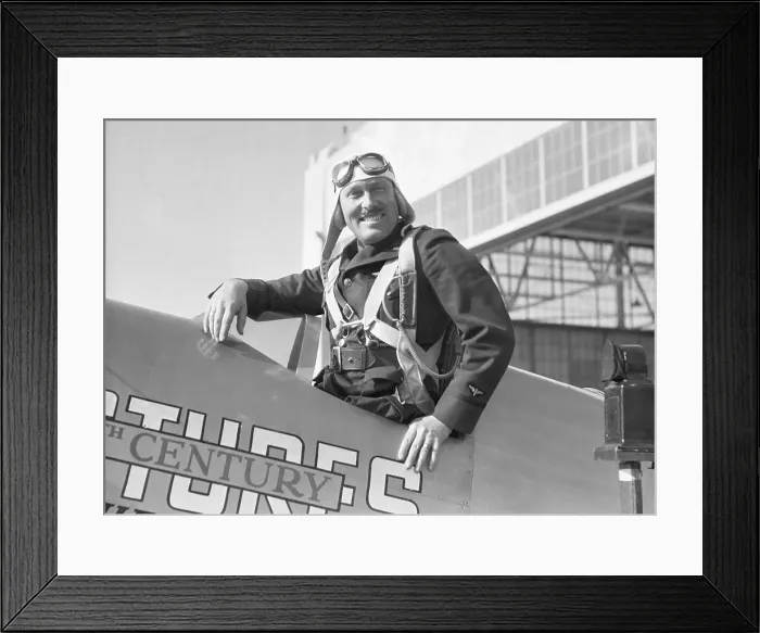 Framed Print : Roscoe Turner Poses in Airplane Framed Print : Roscoe Turner Poses in Airplane