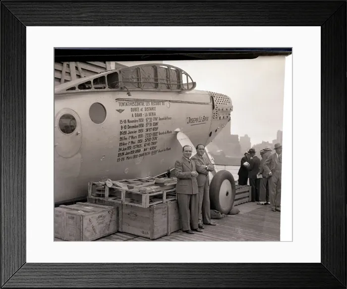 Framed Print : Maurice Rossi and Paul Codos with Airplane Framed Print : Maurice Rossi and Paul Codos with Airplane