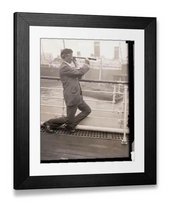 Framed Print : Auguste Piccard Scans Horizon from Ship Framed Print : Auguste Piccard Scans Horizon from Ship