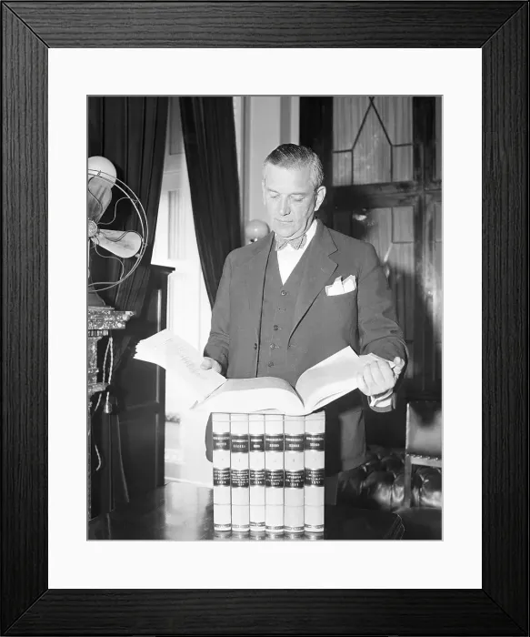 Framed Print : Edwin Halsey with Books of New Legislation