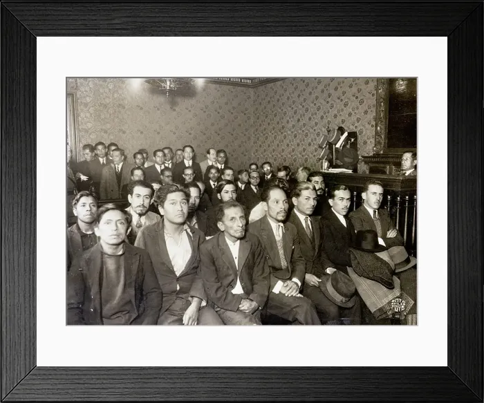 Framed Print : Accused Presidential Assassins on Trail in Peru 1933