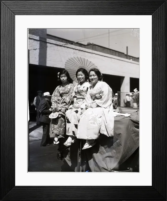 Framed Print : Japanese Teens Wearing Kimonos Framed Print : Japanese Teens Wearing Kimonos