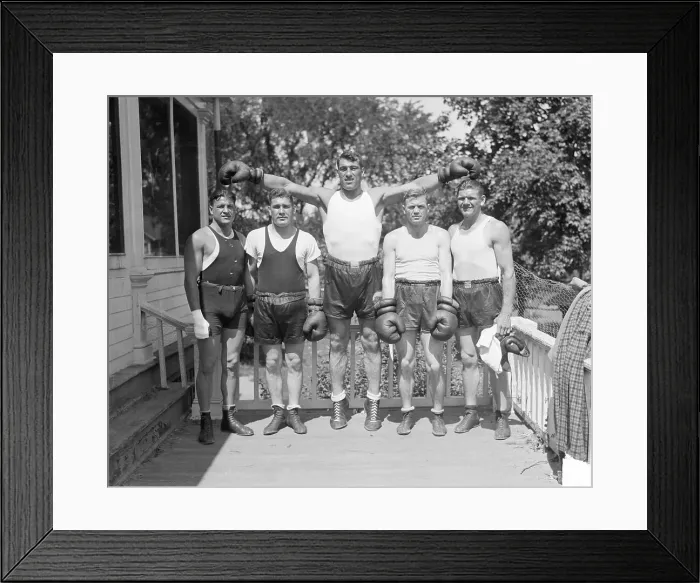 Framed Print : Primo Carnera Stands with Sparring Partners