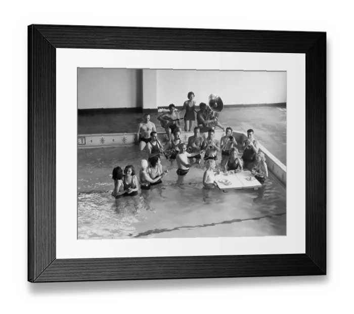 Framed Print : Jazz Band Playing in a Hotel Pool