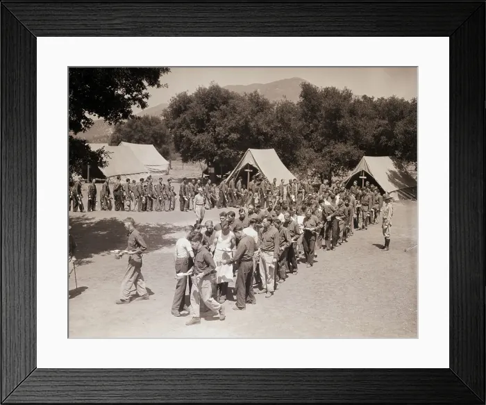 Framed Print : Dinner Time at Reforestation Work Camp Framed Print : Dinner Time at Reforestation Work Camp