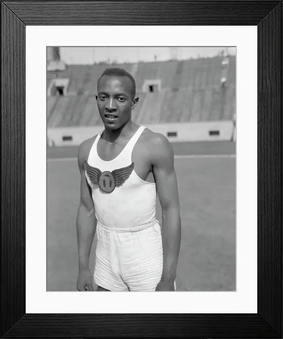 Framed Print : Jesse Owens Posing Beside Track Framed Print : Jesse Owens Posing Beside Track