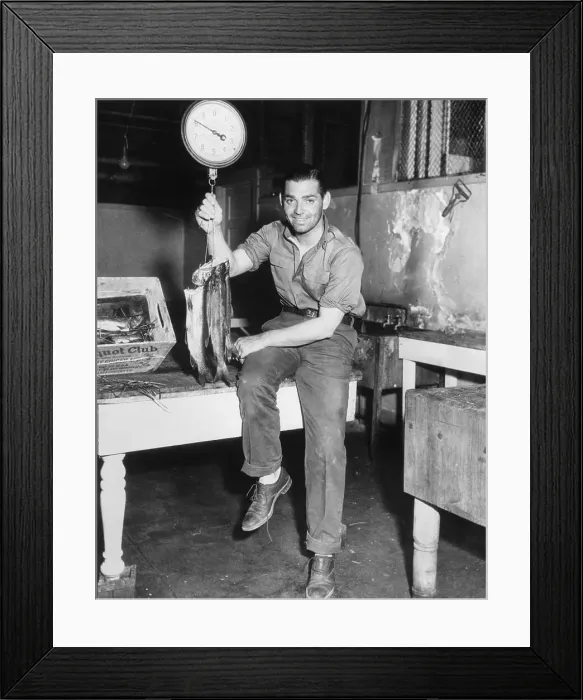 Framed Print : Clark Gable Holding Trout Framed Print : Clark Gable Holding Trout