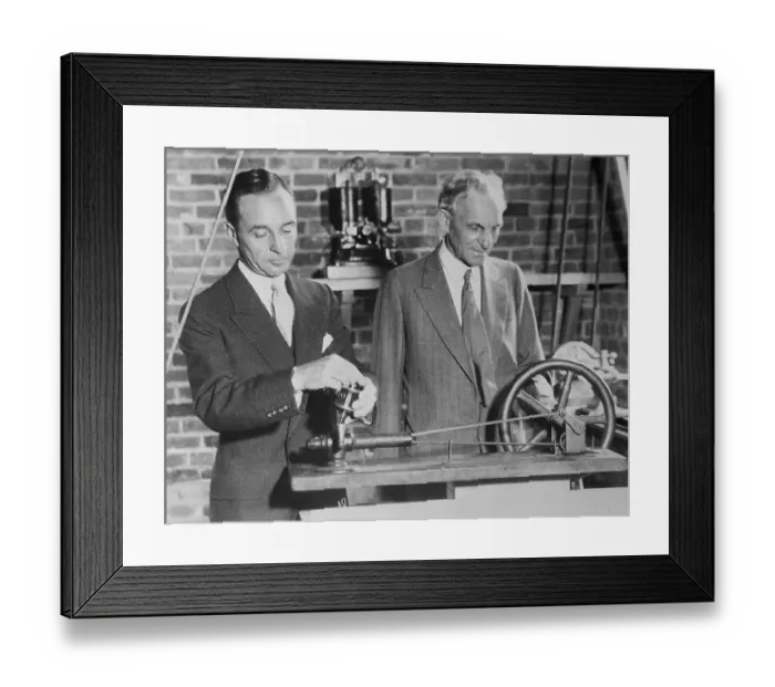 Framed Print : Henry and Edsel Ford in Ford's Old Workshop Framed Print : Henry and Edsel Ford in Ford's Old Workshop