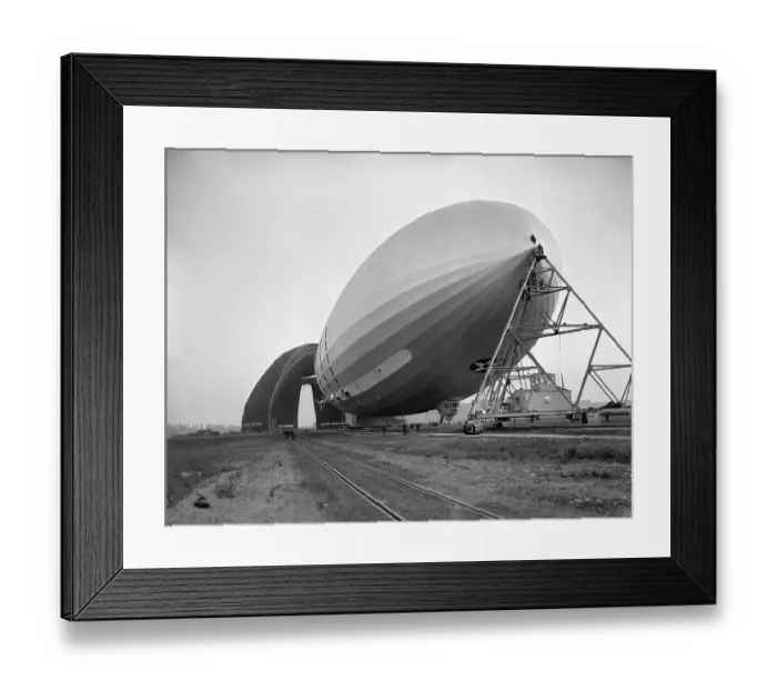Framed Print : Dirigible Macon Outside Hangar
