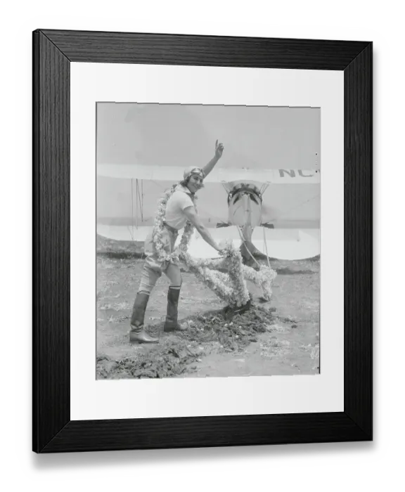 Framed Print : Aviatrix Ruth Elder Gillespie Posing at Flight Ceremony Framed Print : Aviatrix Ruth Elder Gillespie Posing at Flight Ceremony