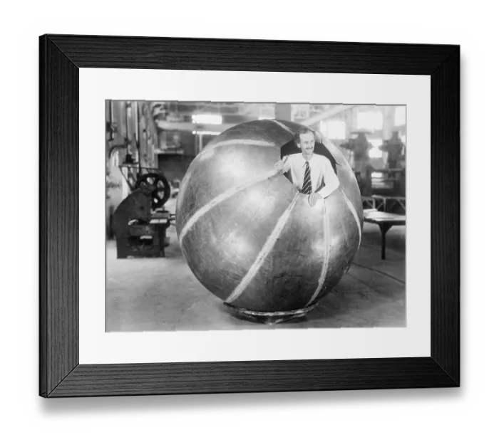 Framed Print : Jean Piccard Stands in Metal Gondola Framed Print : Jean Piccard Stands in Metal Gondola