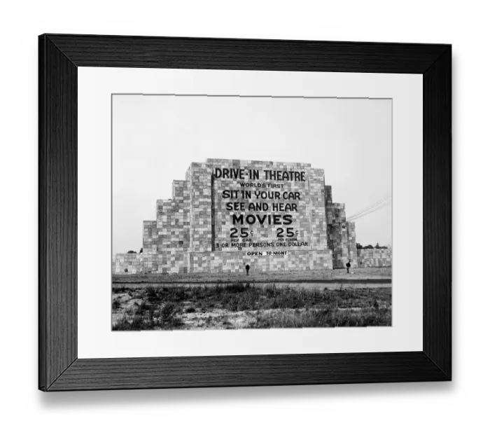 Framed Print : Back View of Drive-In Movie Screen