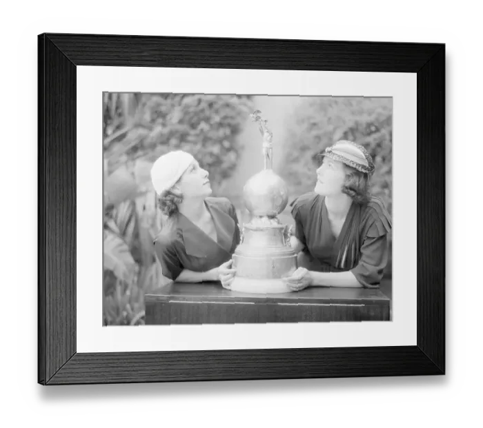 Framed Print : Doris Jann and Irene Thompson with Trophy Framed Print : Doris Jann and Irene Thompson with Trophy