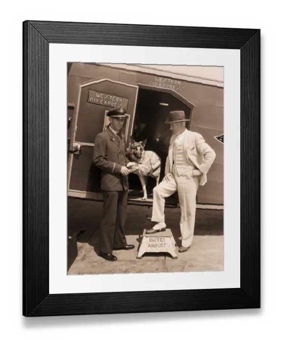 Framed Print : Rin Tin Tin at Airport with Master Framed Print : Rin Tin Tin at Airport with Master