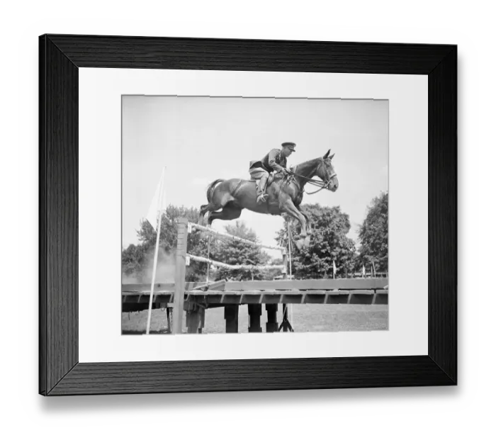 Framed Print : Colonel George Patton Jumping Hurdle on Horse Framed Print : Colonel George Patton Jumping Hurdle on Horse