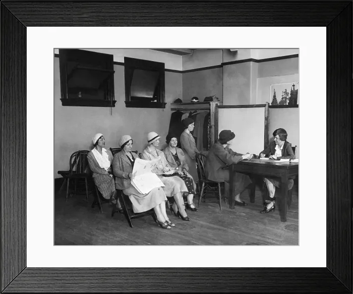 Framed Print : Women Applying for Work Camp Framed Print : Women Applying for Work Camp