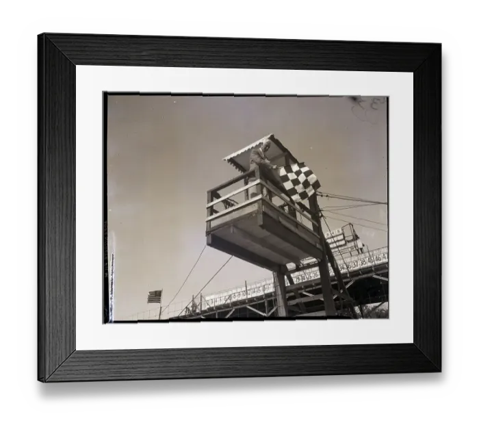 Framed Print : Gar Wood with Checkered Flag Framed Print : Gar Wood with Checkered Flag