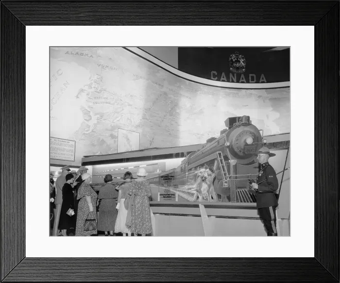 Framed Print : People Observing Steam Engine Replica Framed Print : People Observing Steam Engine Replica