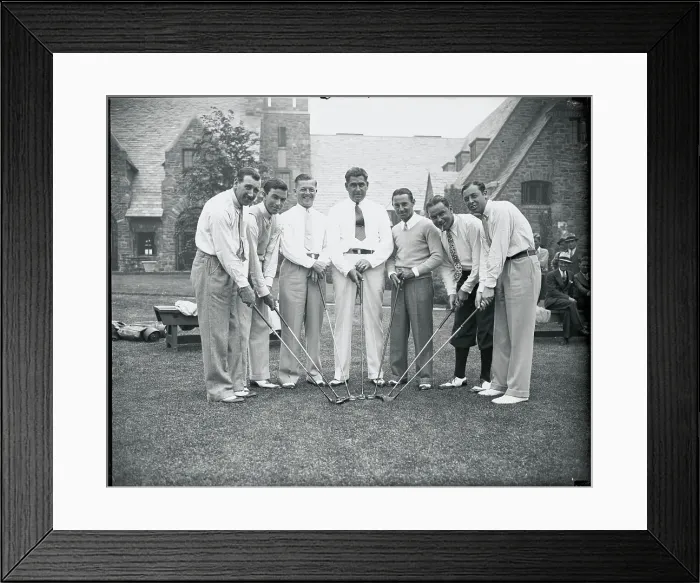 Framed Print : Golfers Posing Together Framed Print : Golfers Posing Together