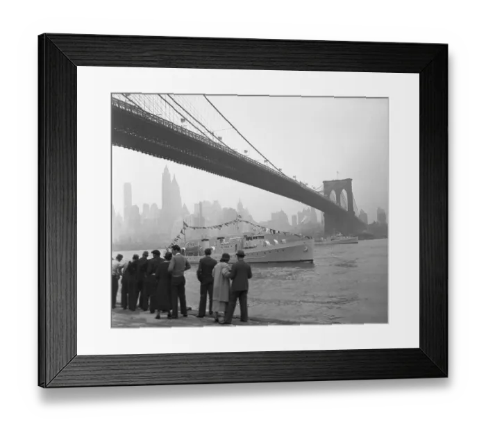 Framed Print : People Gathering by Brooklyn Bridge