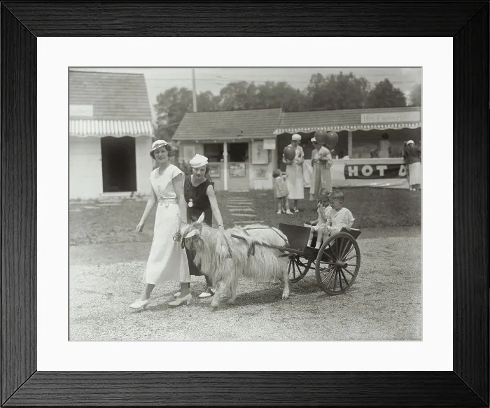 Framed Print : Children Riding in Goat Cart Framed Print : Children Riding in Goat Cart